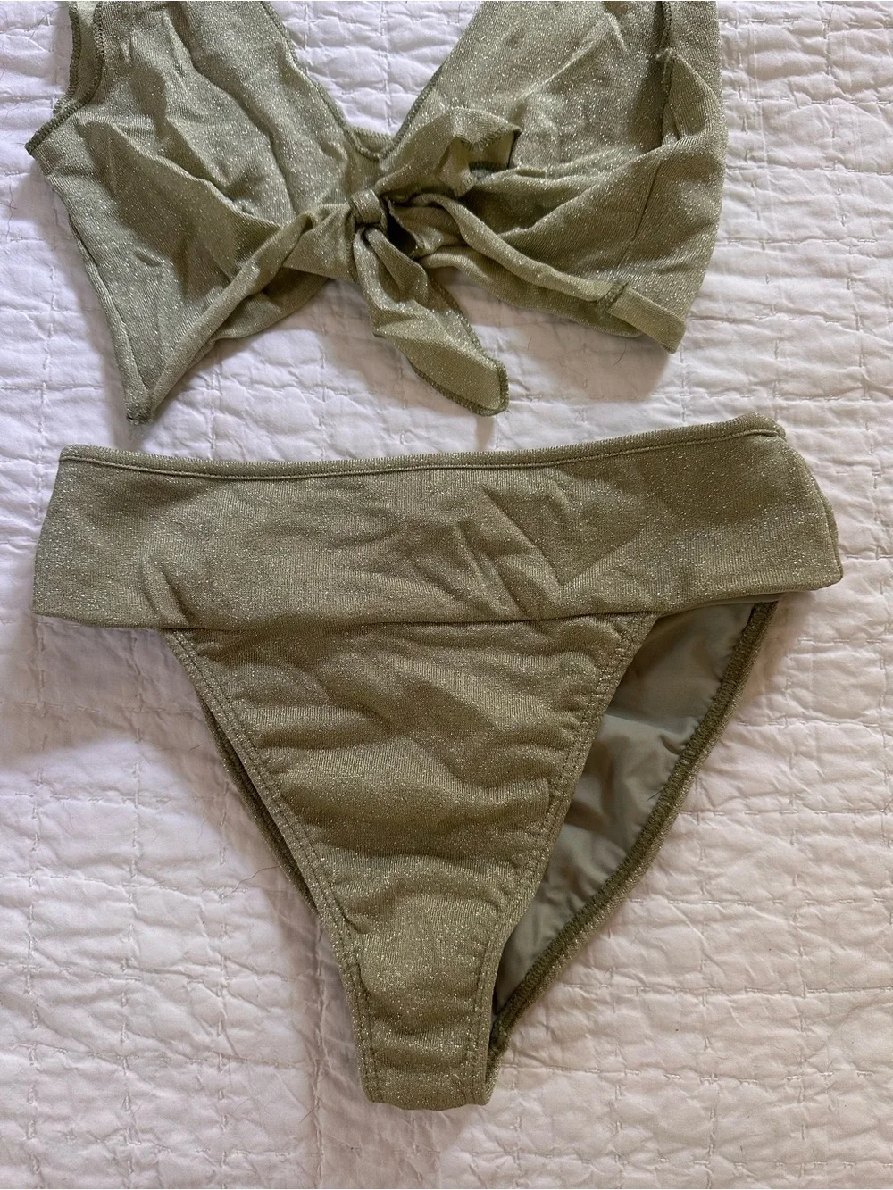 Frankie's Bikinis Olive Sparkle Tie-Front Bikini
